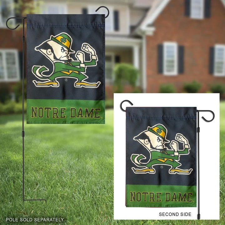 Notre Dame 2 Sided Leprechaun Garden Flag heartlandflags