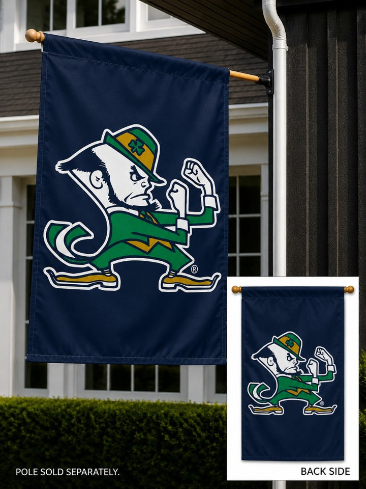 Notre Dame Banner Leprechaun 2 Sided heartlandflags