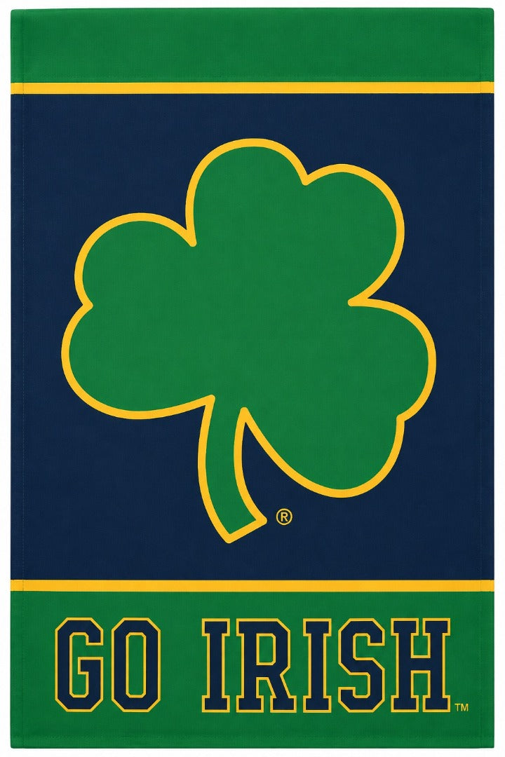 Notre Dame Clover 2 Sided Garden Flag Go Irish heartlandflags