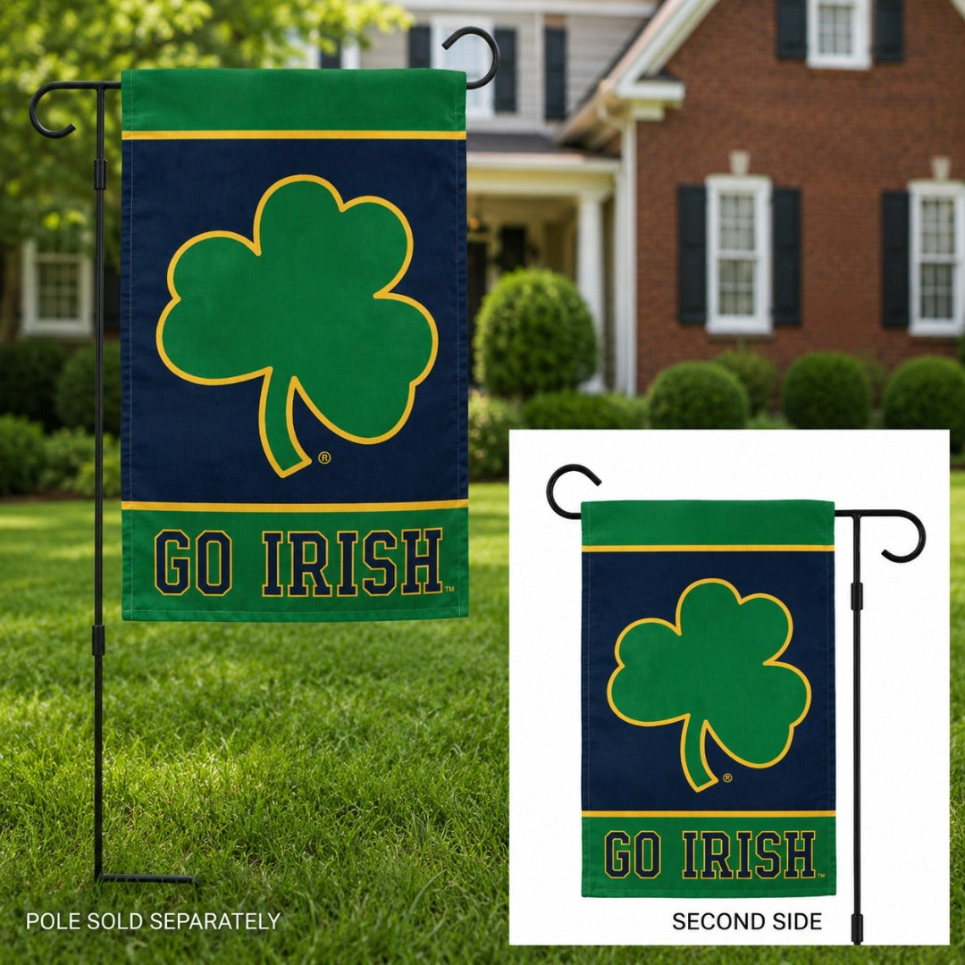 Notre Dame Clover 2 Sided Garden Flag Go Irish heartlandflags