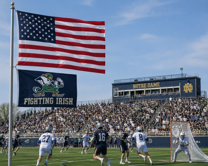 Notre Dame Fightin Irish Flag 3x5 Leprechaun Logo Navy heartlandflags