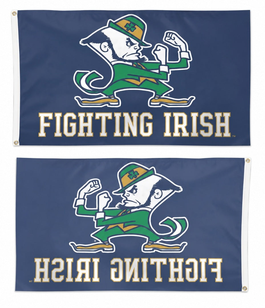 Notre Dame Fightin Irish Flag 3x5 Leprechaun Logo Navy heartlandflags