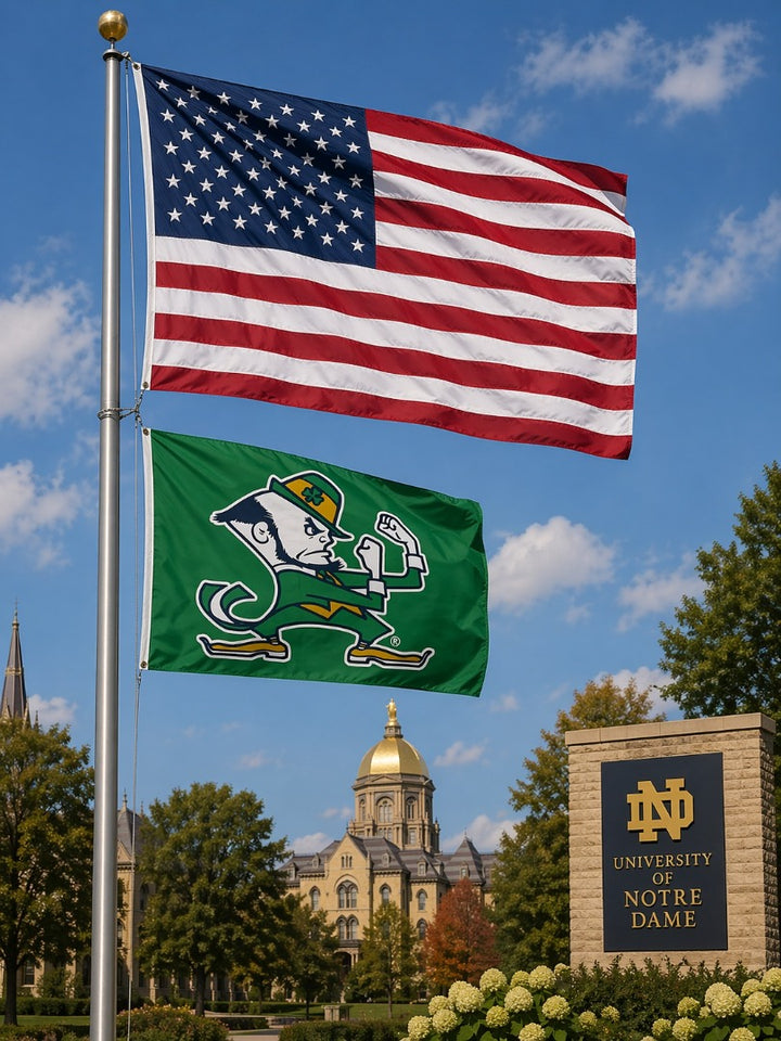 Notre Dame Flag 3x5 Leprechaun Green 2 Sided heartlandflags