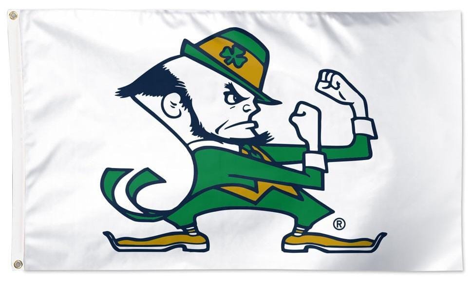 Notre Dame Flag 3x5 Leprechaun White 2 Sided heartlandflags