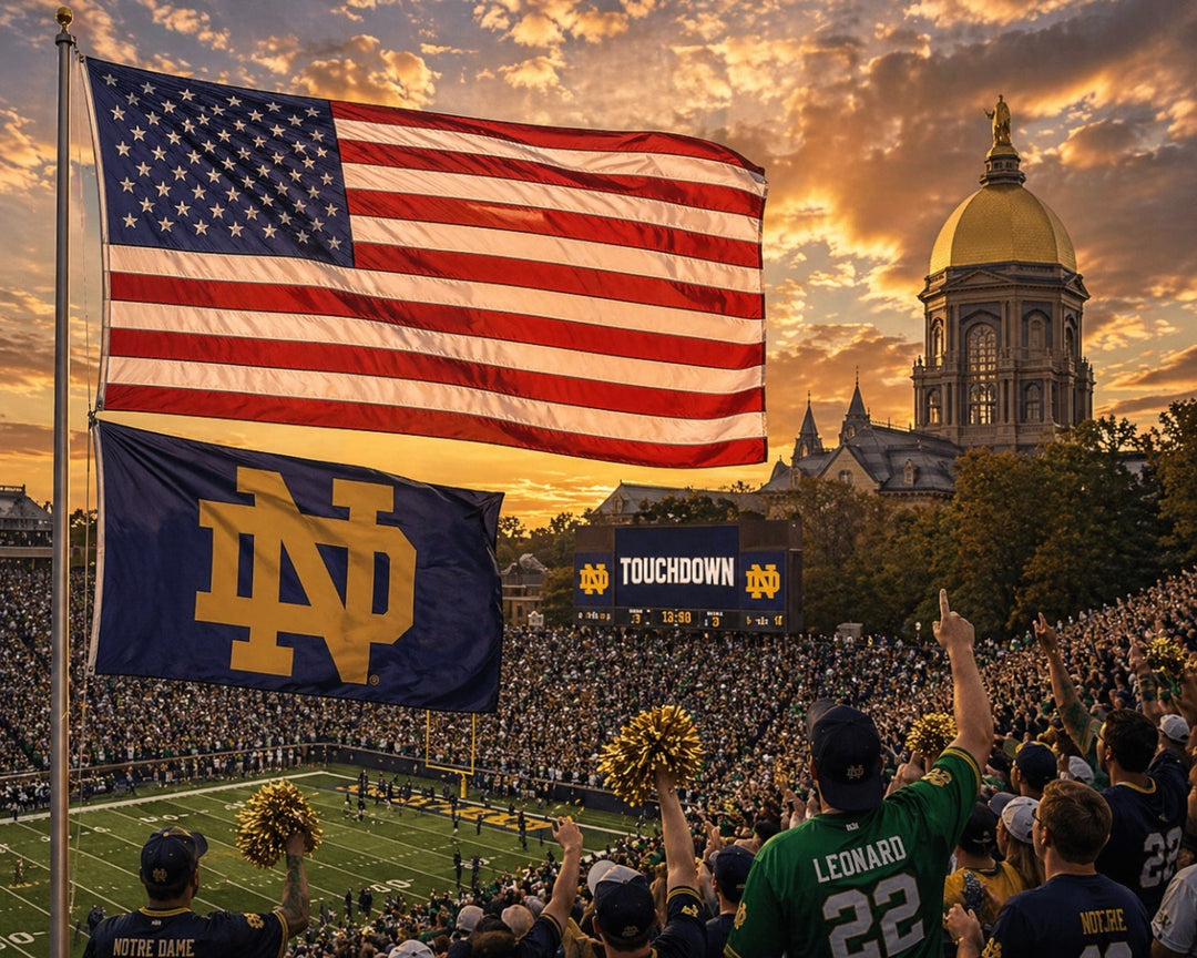 Notre Dame Flag 3x5 ND Dark Gold 2 Sided heartlandflags