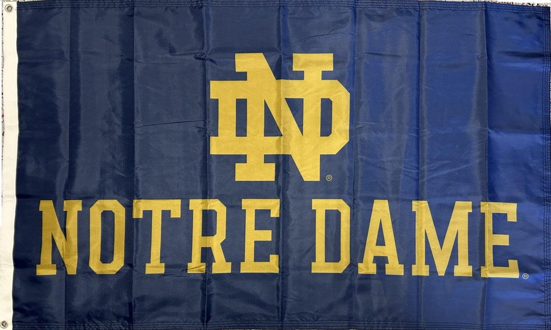 Notre Dame Flag 3x5 ND Dark Gold Logo 2 Sided heartlandflags