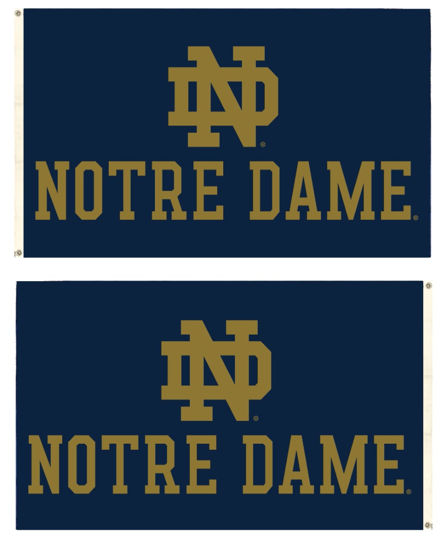 Notre Dame Flag 3x5 ND Dark Gold Logo 2 Sided heartlandflags