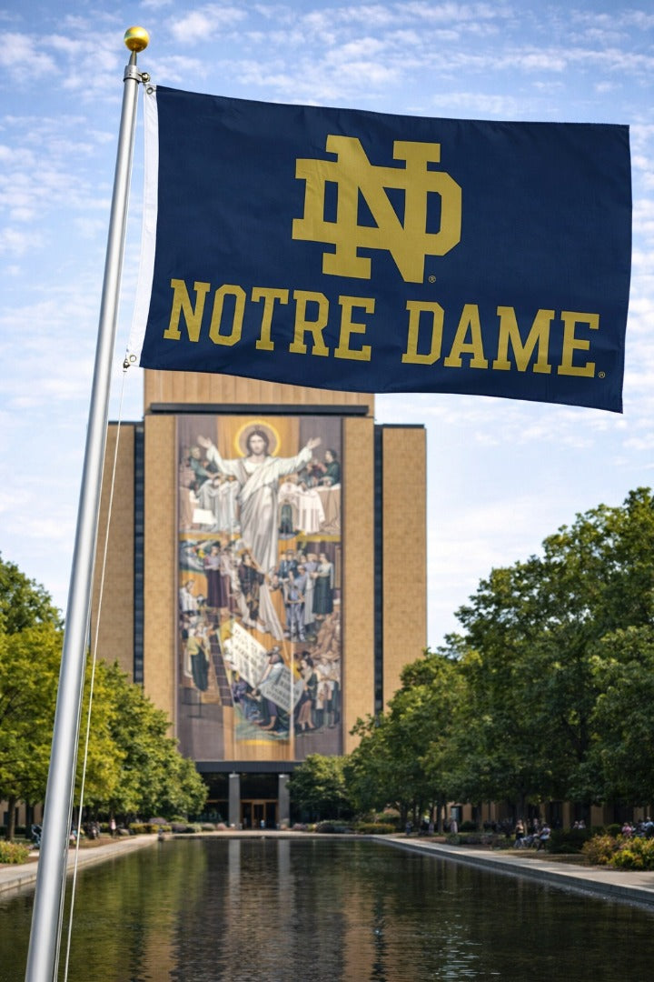 Notre Dame Flag 3x5 ND Dark Gold Logo 2 Sided heartlandflags