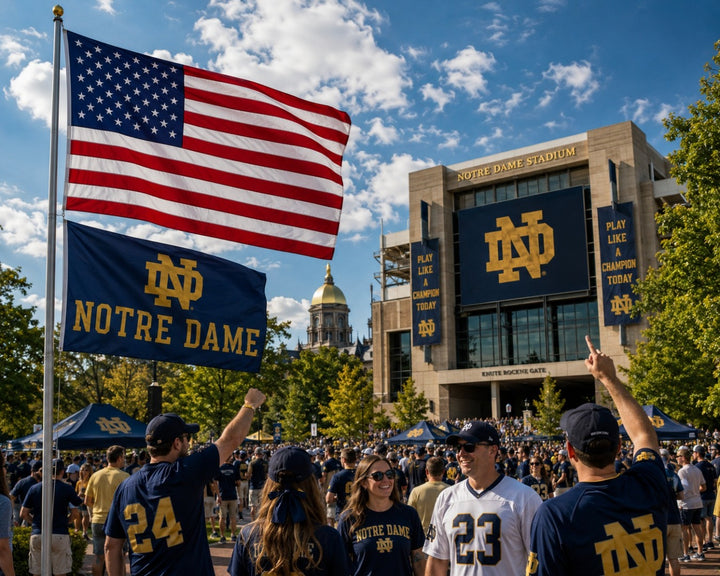 Notre Dame Flag 3x5 ND Dark Gold Logo heartlandflags