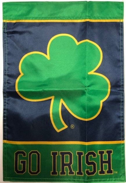 Notre Dame Garden Flag 2 Sided Clover Go Irish heartlandflags