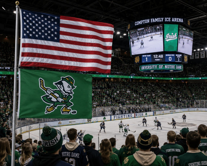 Notre Dame Hockey New Logo 3x5 Flag heartlandflags