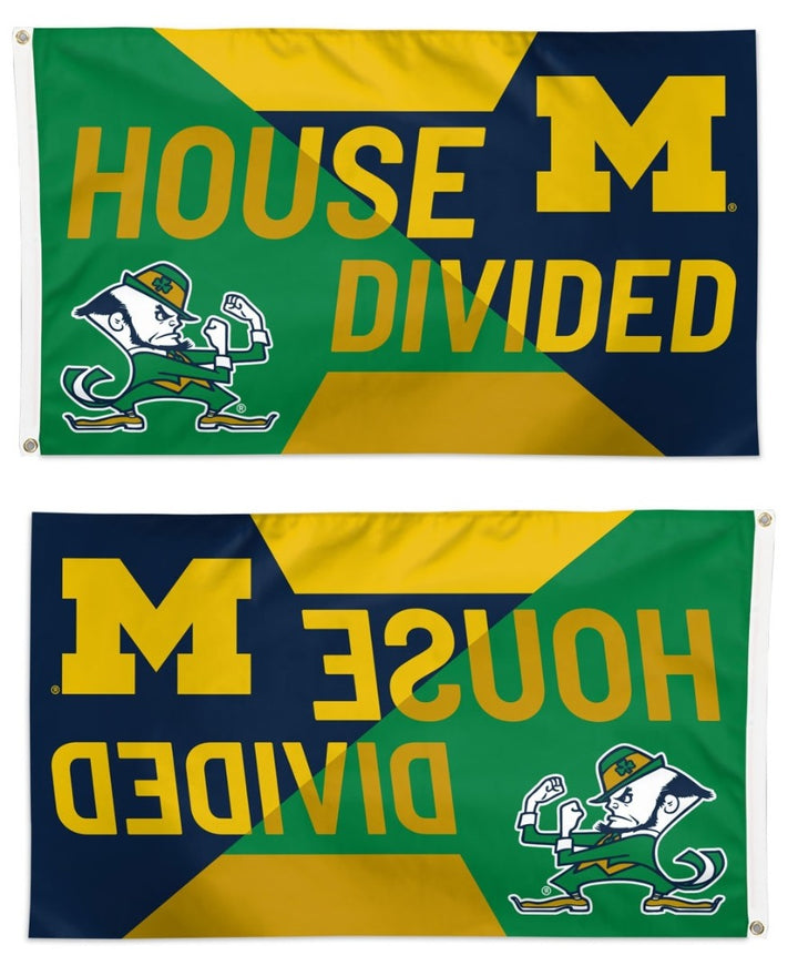 Notre Dame vs Michigan House Divided Flag 3x5 heartlandflags