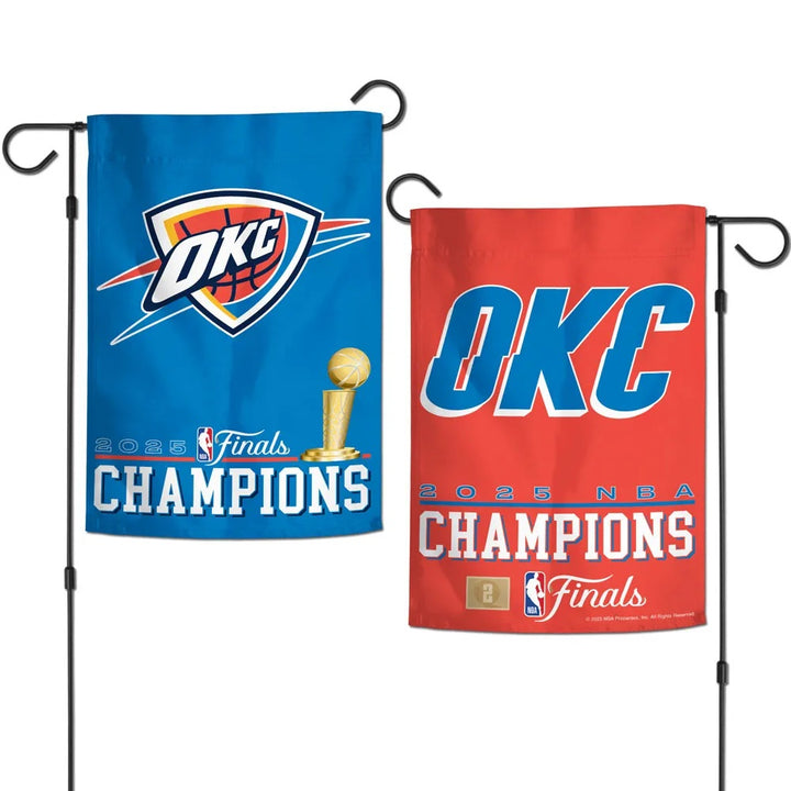 OKC Thunder 2025 NBA Champions 2 Sided Garden Flag heartlandflags