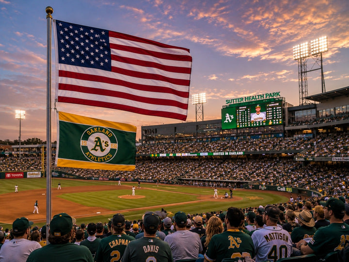 Oakland Athletics Embroidered Flag 2 Sided 3x5 heartlandflags