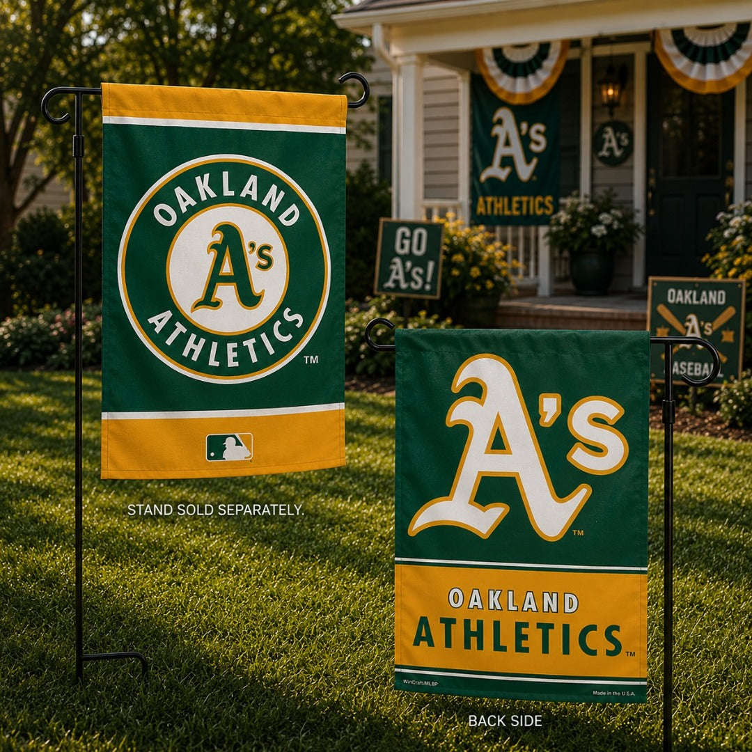 Oakland Athletics Garden Flag 2 Sided Logo heartlandflags