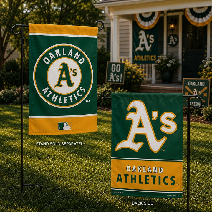Oakland Athletics Garden Flag 2 Sided Logo heartlandflags