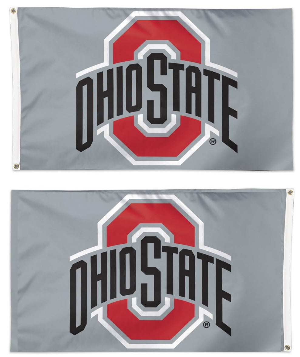 Ohio State 2 Sided Gray 3x5 Flag heartlandflags