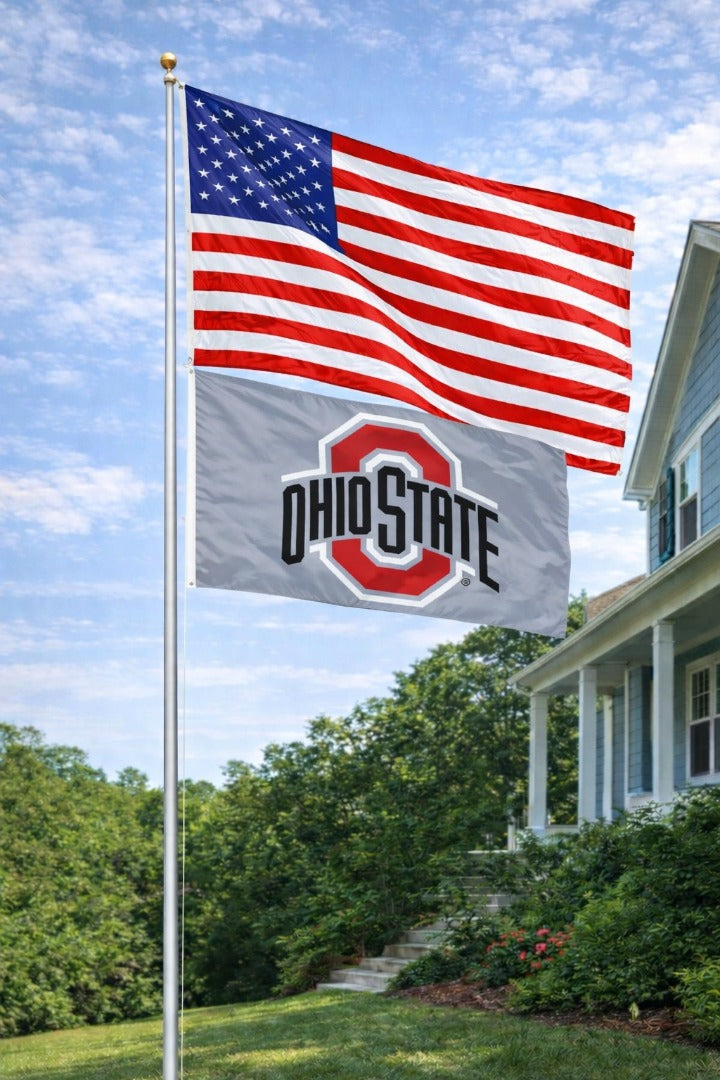Ohio State 2 Sided Gray 3x5 Flag heartlandflags