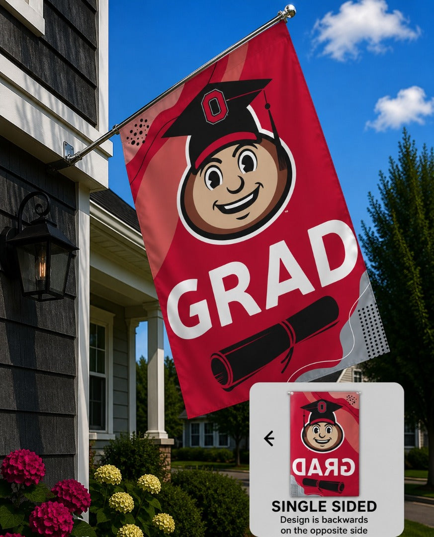 Ohio State Banner Buckeyes Graduate House Flag heartlandflags