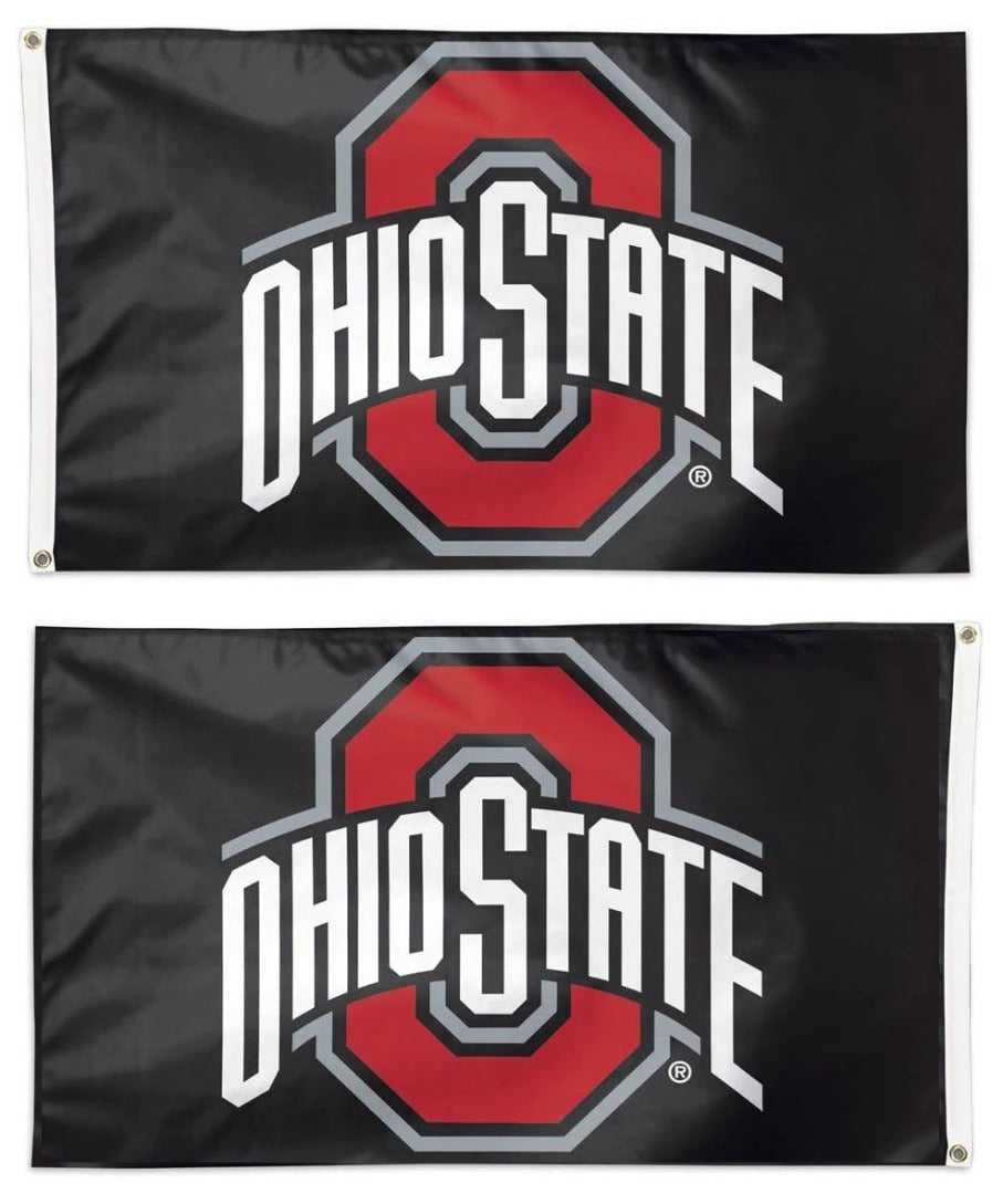 Ohio State Buckeyes 3x5 Double-Sided Flag - Official Black Logo Flag heartlandflags