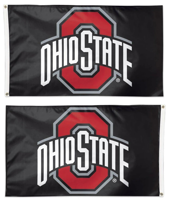 Ohio State Buckeyes 3x5 Double-Sided Flag - Official Black Logo Flag heartlandflags