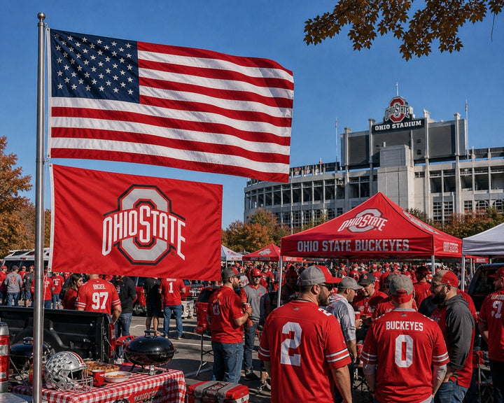 Ohio State Buckeyes Flag 3x5 Logo Red 2 Sided heartlandflags