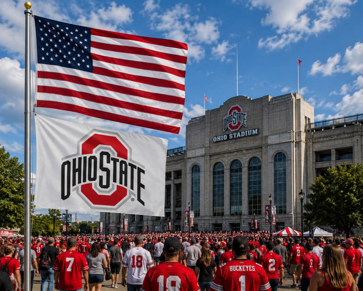 Ohio State Buckeyes Flag 3x5 White 2 Sided heartlandflags