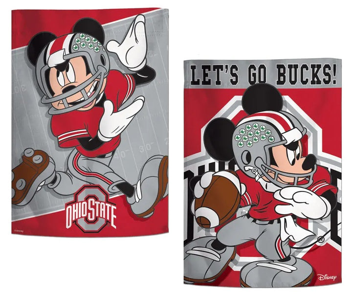 Ohio State Buckeyes Mickey Mouse 2 Sided Garden Flag heartlandflags