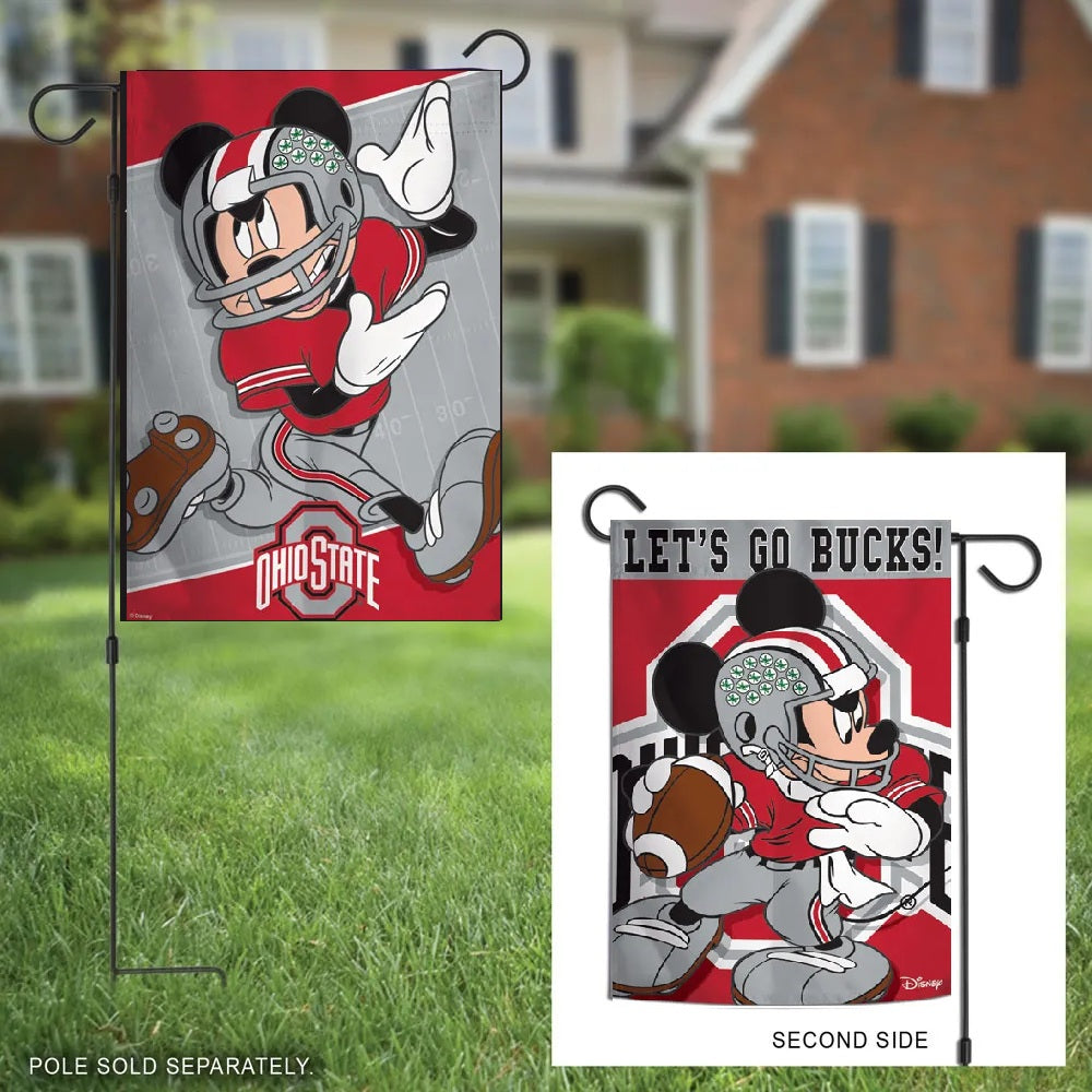 Ohio State Buckeyes Mickey Mouse 2 Sided Garden Flag heartlandflags