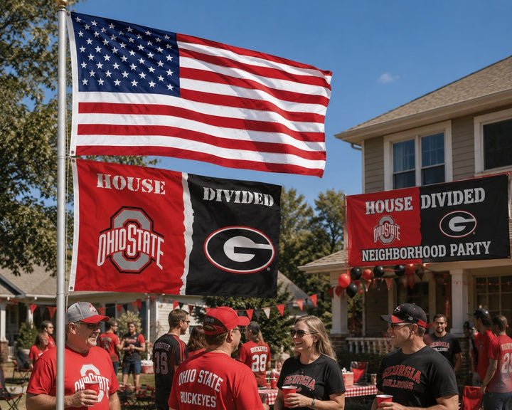 Ohio State and Georgia House Divided Flag 2 Sided heartlandflags