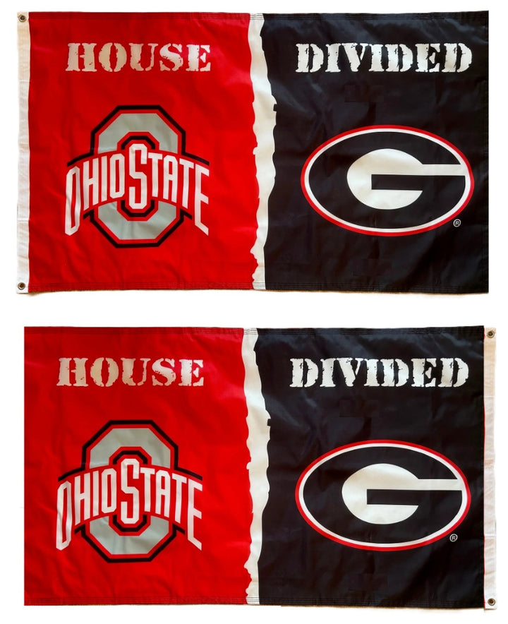 Ohio State and Georgia House Divided Flag 2 Sided heartlandflags