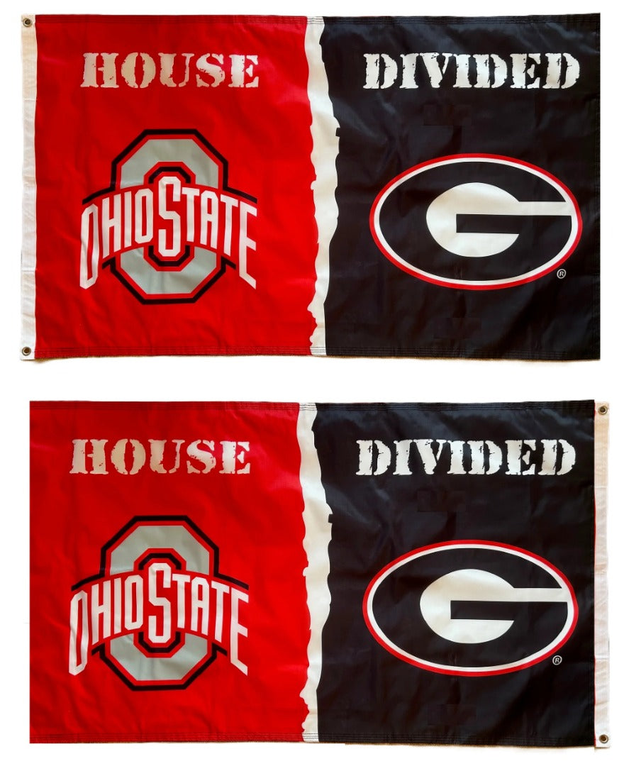 Ohio State and Georgia House Divided Flag 2 Sided heartlandflags