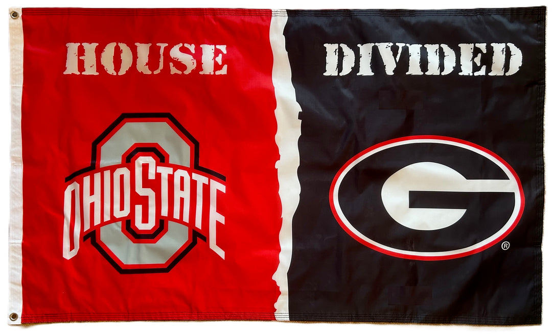 Ohio State and Georgia House Divided Flag 2 Sided heartlandflags