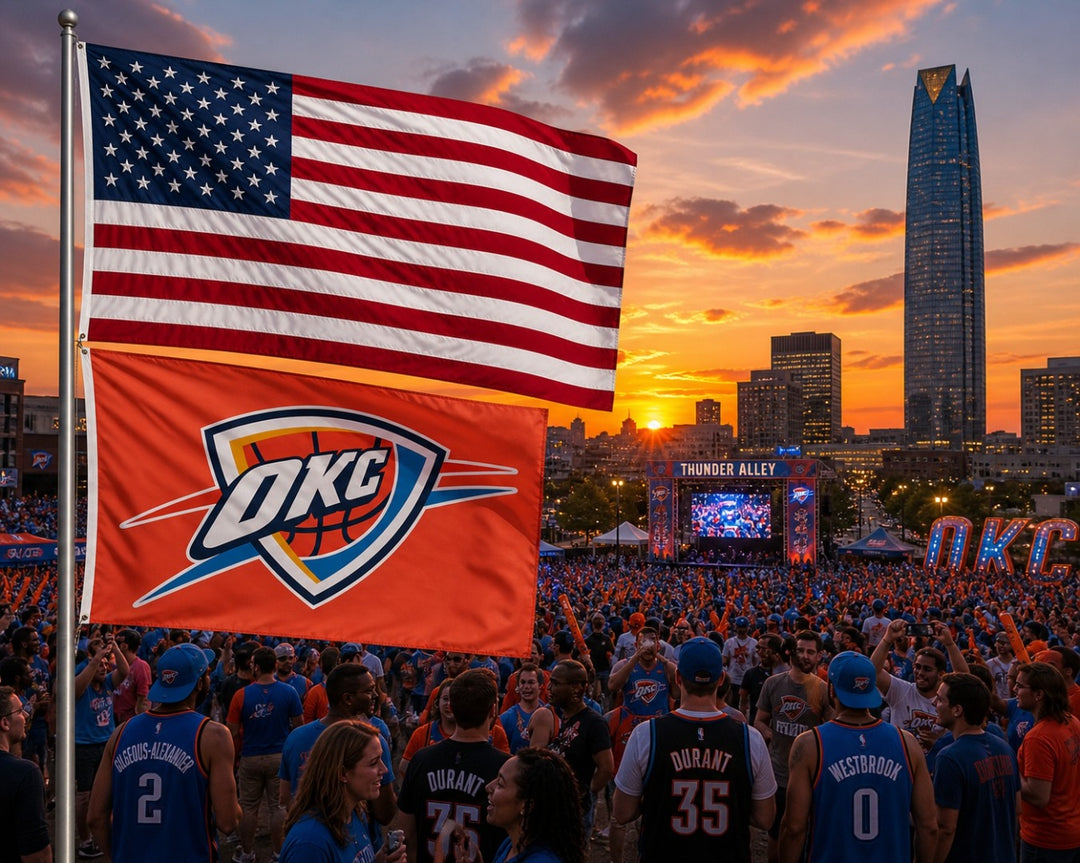 Oklahoma City Thunder 2 Sided 3x5 Flag heartlandflags