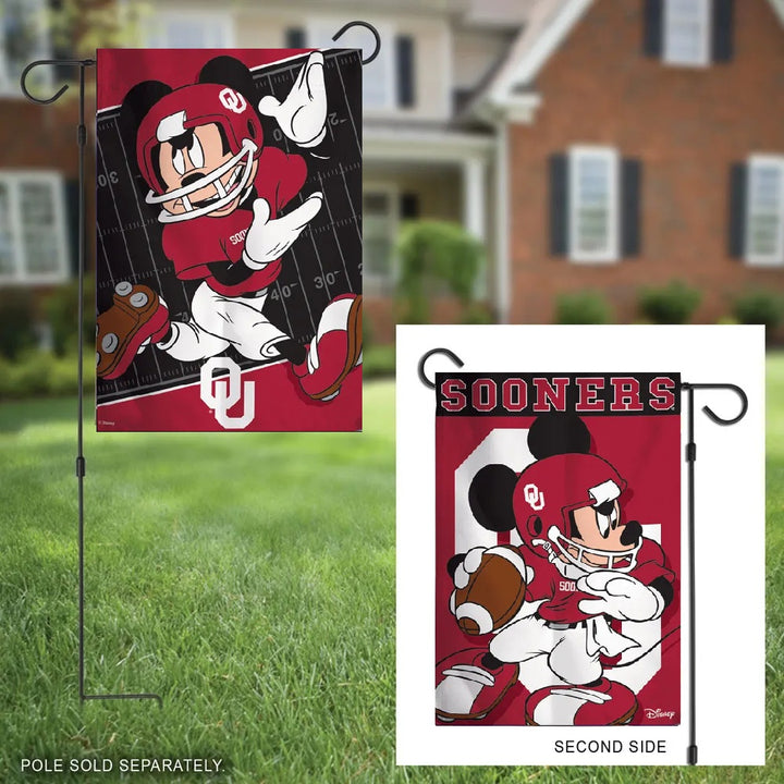 Oklahoma Sooners 2 Sided Mickey Mouse Garden Flag heartlandflags