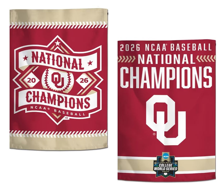 Oklahoma Sooners 2026 Baseball Champions 2 Sided Garden Flag