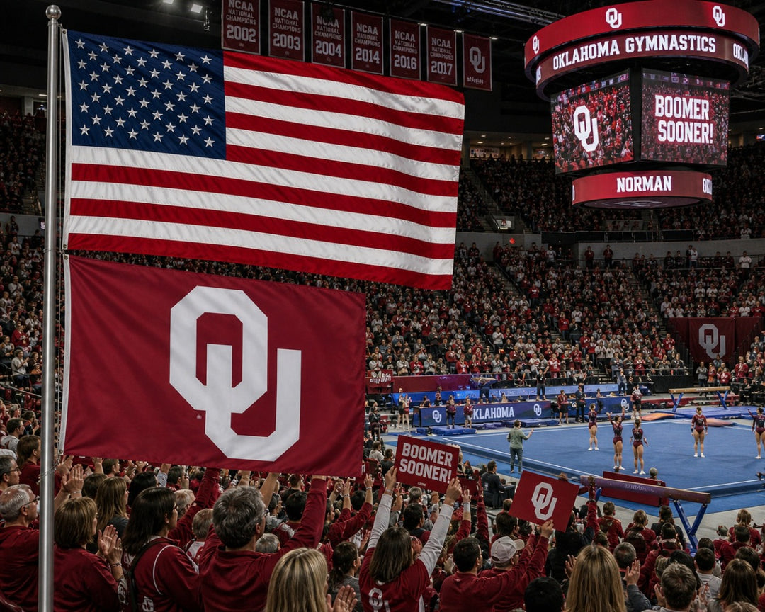Oklahoma Sooners Flag 3x5 OU Logo 2 Sided heartlandflags
