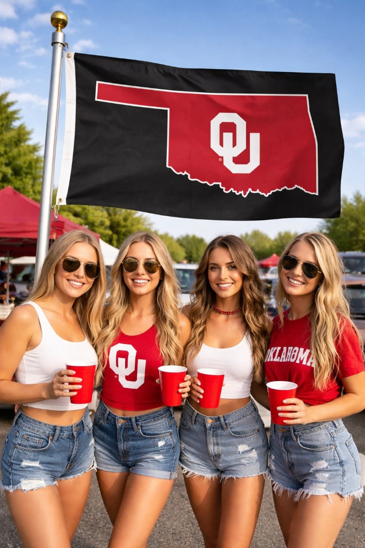Oklahoma Sooners Flag 3x5 Secondary Logo Black heartlandflags