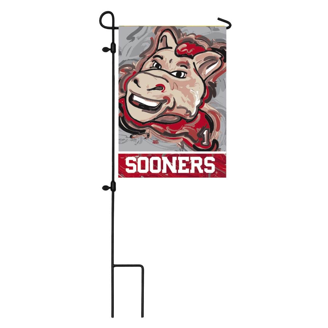 Oklahoma Sooners Garden Flag 2 Sided Justin Patten Mascot heartlandflags