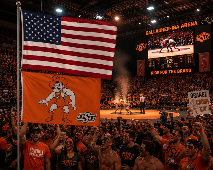 Oklahoma State Cowboys Wrestling Flag 3x5