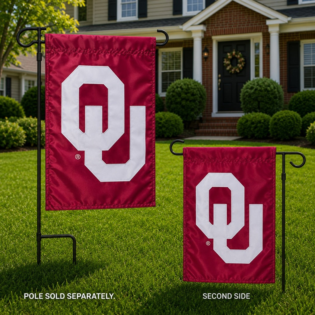 Oklahoma University Sooners Garden Flag 2 Sided Applique heartlandflags
