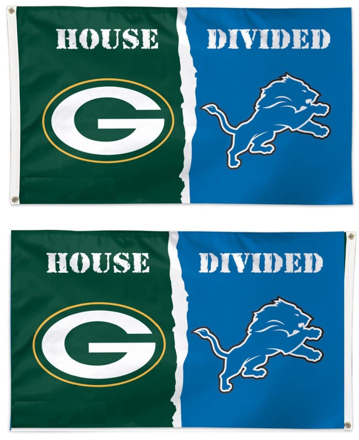 Packers vs Lions Flag 3x5 House Divided 2 Sided Rivalry heartlandflags
