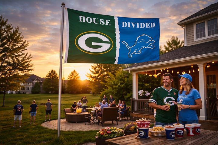 Packers vs Lions Flag 3x5 House Divided 2 Sided Rivalry heartlandflags