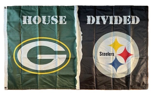 Packers vs Steelers Flag 3x5 House Divided 2 Sided Rivalry heartlandflags