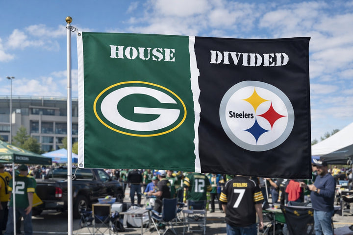 Packers vs Steelers Flag 3x5 House Divided 2 Sided Rivalry heartlandflags