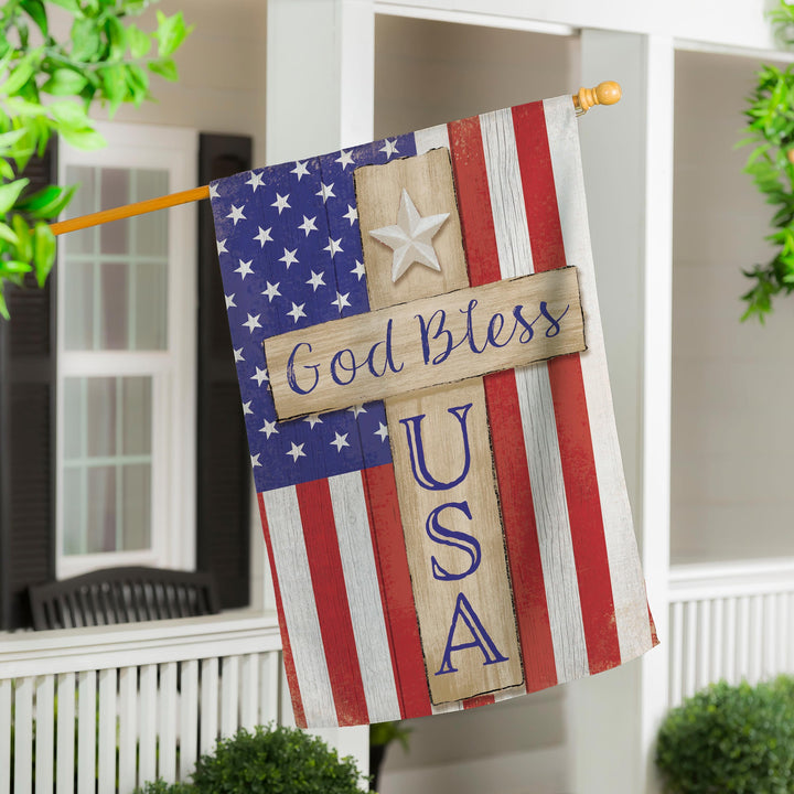 Patriotic Cross 2 Sided Banner heartlandflags