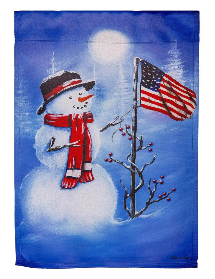 Patriotic Snowman 2 Sided Garden Flag heartlandflags