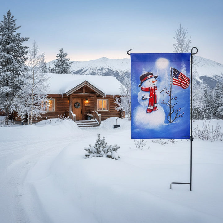 Patriotic Snowman 2 Sided Garden Flag heartlandflags