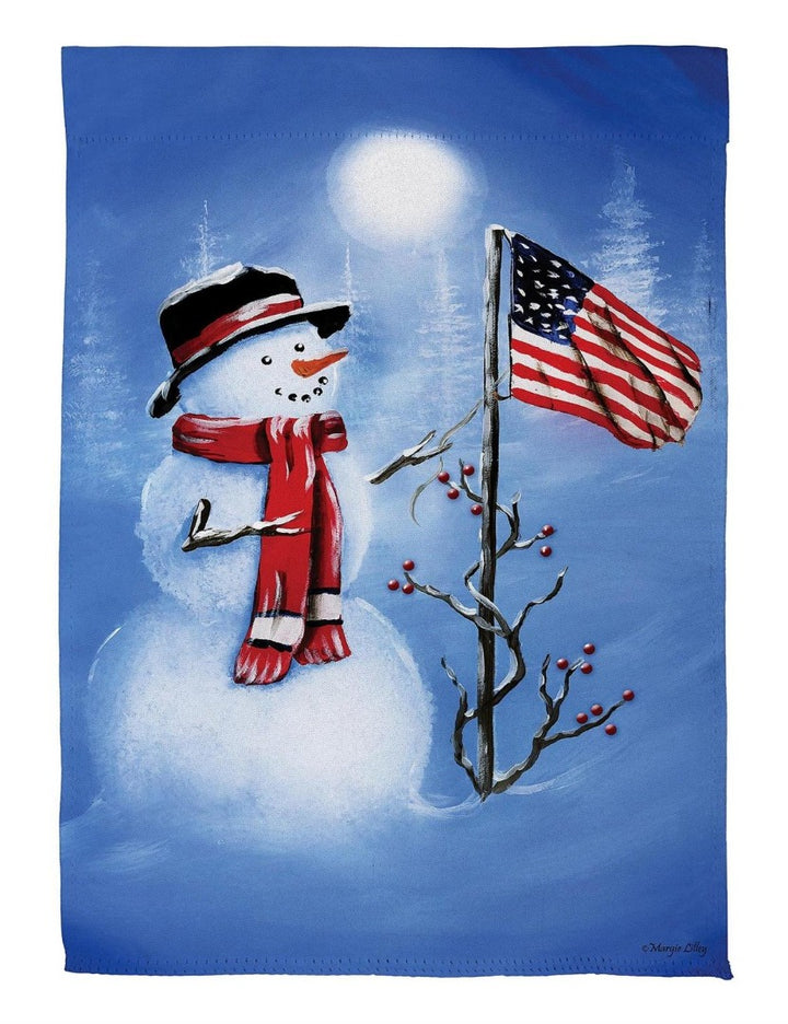 Patriotic Snowman 2 Sided Winter Banner heartlandflags