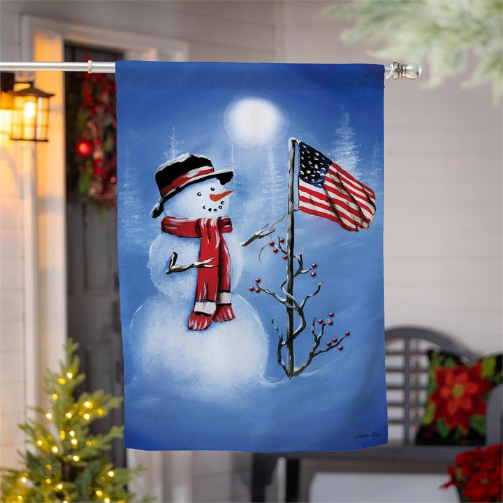 Patriotic Snowman 2 Sided Winter Banner heartlandflags